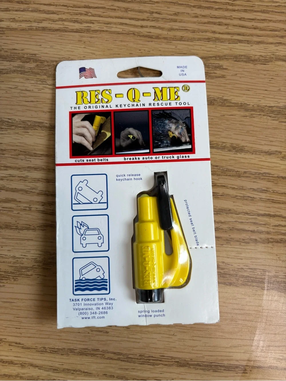 RES-Q-ME Yellow Keychain Rescue Tool by Task Force Tips